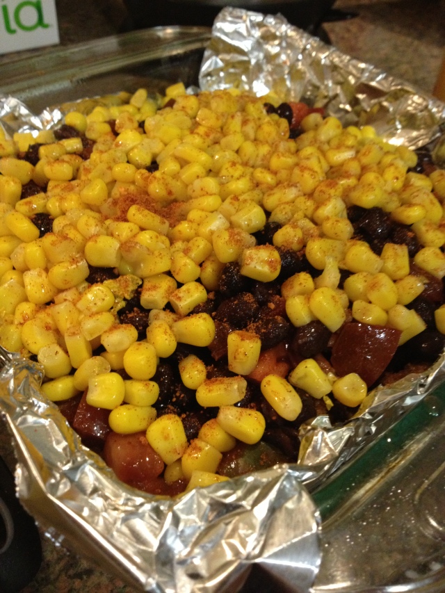 Black Beans, Corn, and some Cayenne for good measure