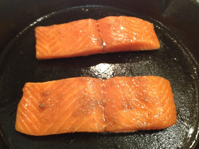 I was so excited to have zero sticking problems with my cast iron skillet!  It cooked the salmon perfectly.