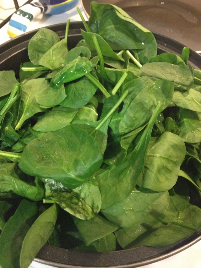 I told you, I love spinach! This was during the time we had a giant 3lb bag from the Italian Market, so I def. used more than a normal 5oz bag.   